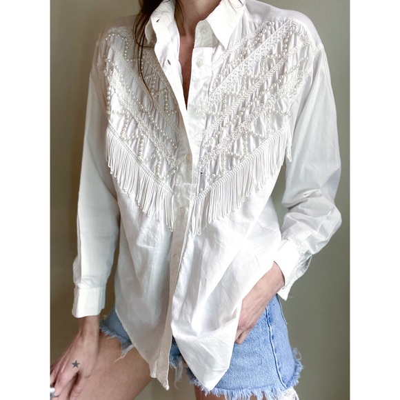Vintage cotton fringe shirt - Picture 2 of 8